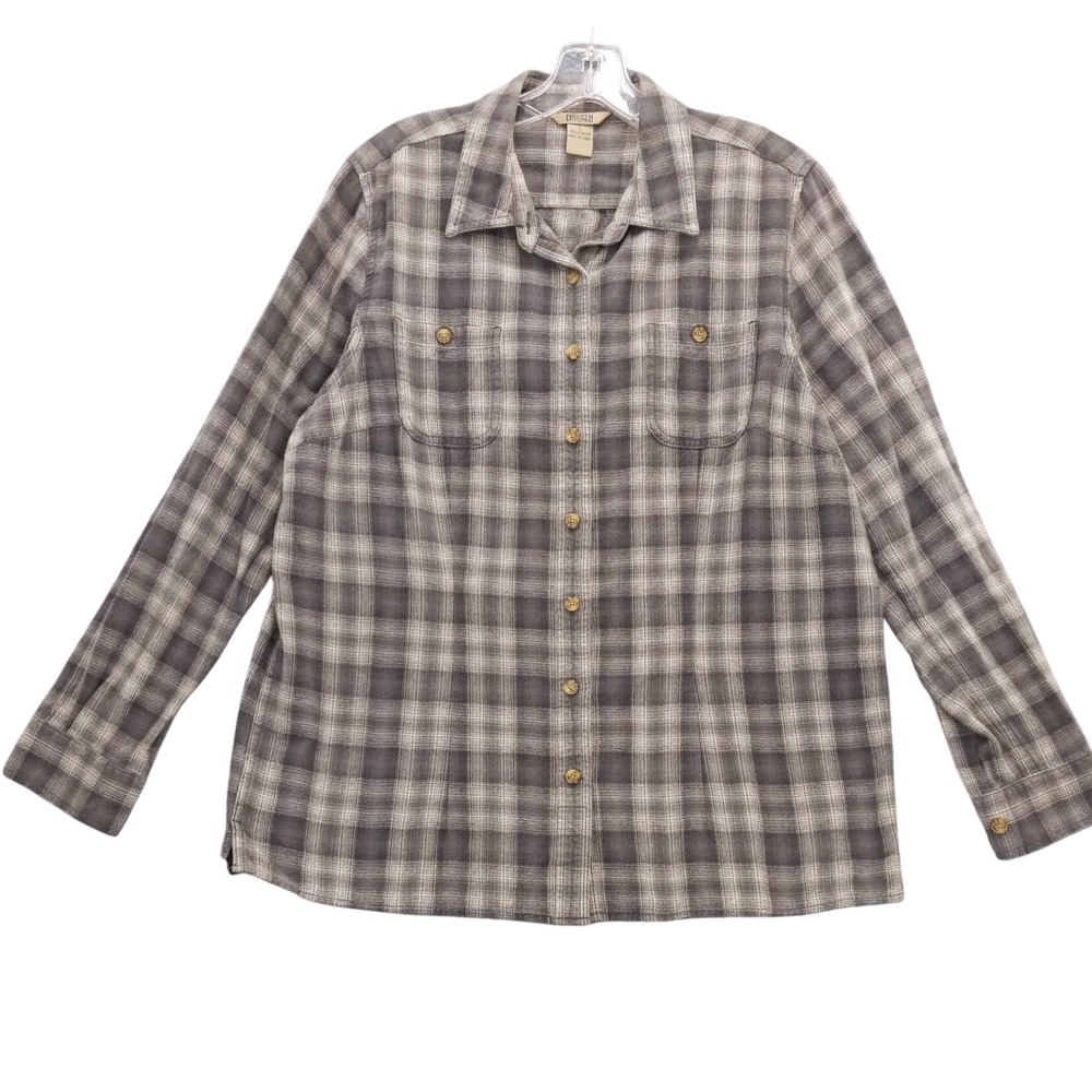 Duluth Trading Co. Plaid Flannel Shirt Women's L Long Sleeve Button Down‎